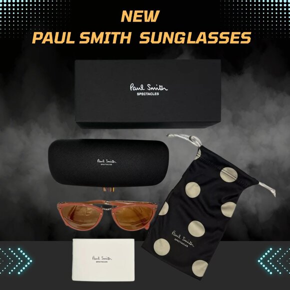 Authentic PAUL SMITH sunglasses MATTE CORAL W/GOLD MIRROR 54 mm - Picture 2 of 3